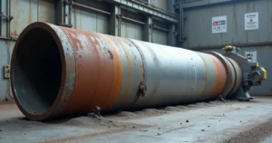 Tubo de aço grande com setor em jateamento quase branco SA2 1 2