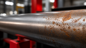 Superfície metálica industrial com pontos de oxidação em detalhe
